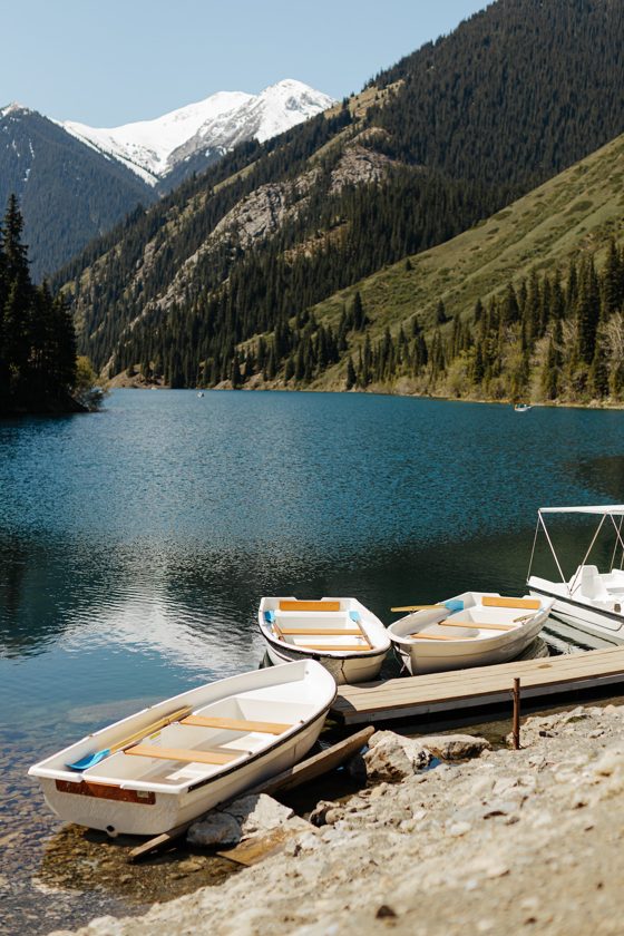 Boats on Kolsai Lake