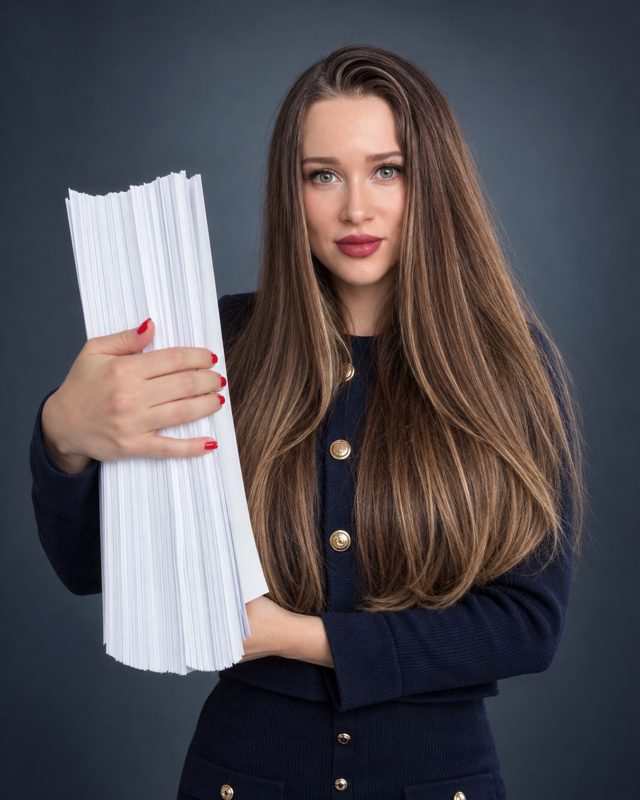 Angelika holding the 1,000-page petition